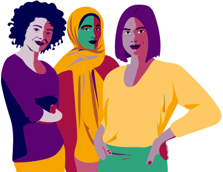 Illustration: Drei Frauen stehen nebeneinander